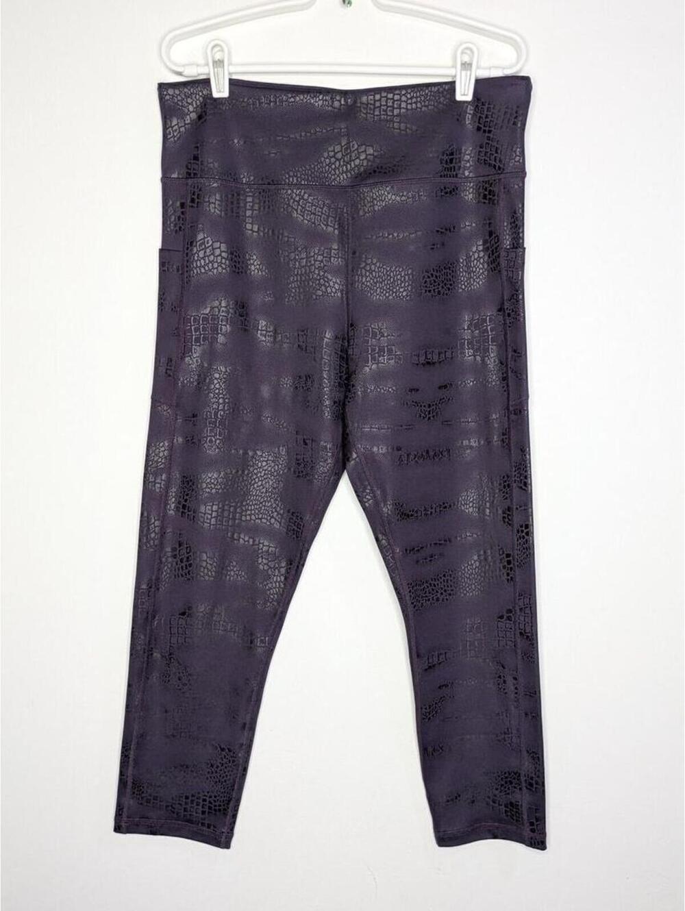 Zyia Purple Black Snakeskin Crop Athletic Workout Exercise Leggings 20